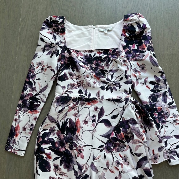 Badgley Mischka Floral Flounce Hem Ruffle Gown Maxi Dress Eggplant Multi Size 2 - Picture 7 of 13